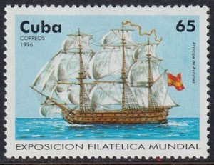 CUBA Sc# 3743  TALL SAILING SHIPS boats CAPEX  65c  1996 MNH