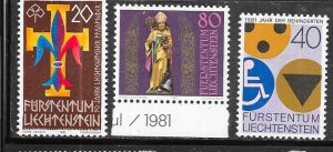 Liechtenstein #711-713  (MNH)  CV $1.80