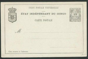 BELGIAN CONGO 15c postcard - fine unused...................................51230