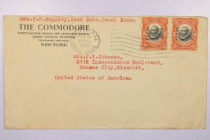 Canal Zone 1923 Cover / NY Hotel Corner / Light Crease - X18