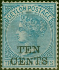 Ceylon 1885 10c on 36c Blue SG163 Fine & Fresh VLMM Scarce