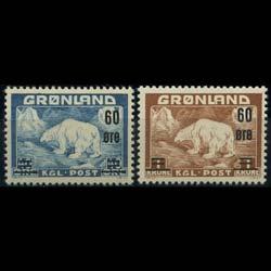 GREENLAND 1956 - Scott# 39-40 Polar Bear Surch. Set of 2 NH