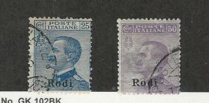 Italy - Rhodes, Postage Stamp, #7, 9 Used, 1912, JFZ