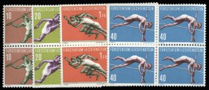 Liechtenstein #297-300 Cat$90+, 1955 Sports, set of four in blocks of four, n...