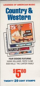 Scott #BK210 (2778a) Country & Western (Patsy Cline) Booklet of 20 Stamps - MNH