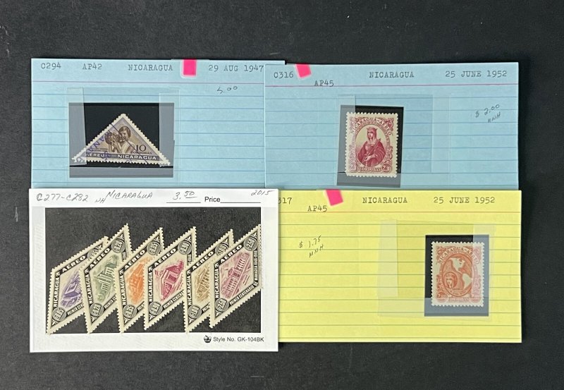 Nicaragua Box Collection $617 CV Dealer Cards Id'd by Scott# ZAYIX 0825G...