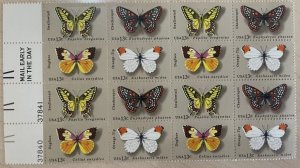 Usa Stamps Scott #1712-15, 13c American Butterflies, Block of 16, MNH 1977