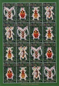 Abkhazia Georgia) 1999 Insects Beetles Sheet (16) Perforated mnh.vf