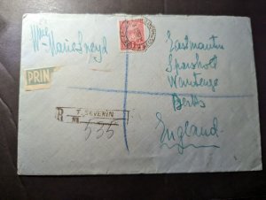 1948 Registered Romania Airmail RPR Overprint Cover Severin to Berks England