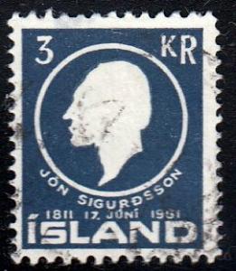 Iceland #336 Jon Sigurdsson, Statesman and scholar, 1961. Used, HM