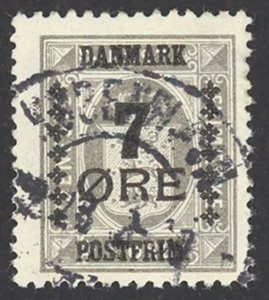 Denmark Sc# 186 Used 1926-1927 7o on 4o surcharged Officials