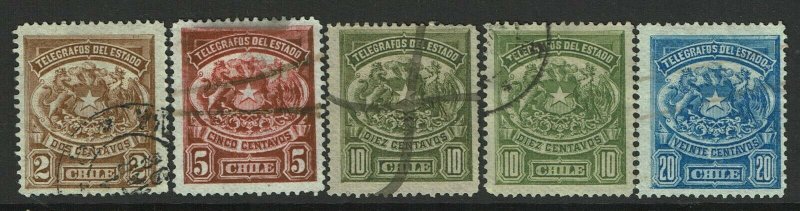 Chile 5 Used Revenue Stamps - S12428