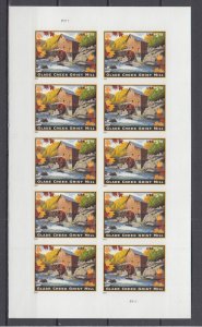 ​(J) USA Sc#4927 Glade Creek Grist Mill  Complete Sheet of 10 Stamps MNH