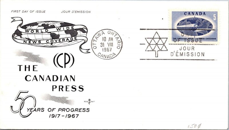 Canada 1967 FDC - The Canadian Press - Ottawa, Ont - J8987