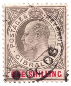 1903 - Gibraltar - Sc #44 - Edward VII - One Shilling - Used cv$43