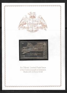 Dominica Great First in Aviation First Delta Wing Bomber Gold Stamp