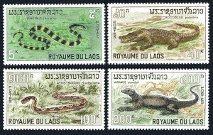 Laos 156-159,hinged.Mi 218-221. Banded Krait,Crocodile,Moccasin,Monitor,1967.