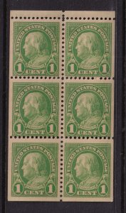 1927 Franklin 1c green Sc 632a booklet pane MNH full original gum (HH