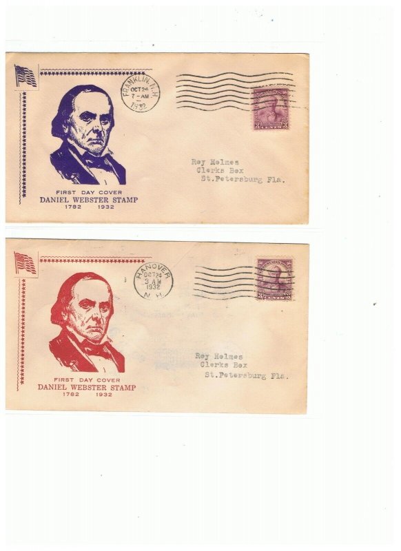 Lot of 9 Daniel Webster First Day covers different John Gill cachets  Scott #725