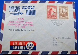 DENMARK  -  1956  -  1st SAS DC-7C FLIGHT      (ggc56)
