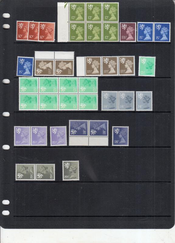 SCOTLAND REGIONAL MACHINS IN SINGLES TO BLOCKS OF 8 UNMOUNTED MINT