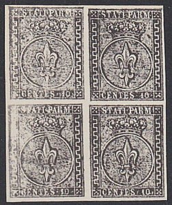 ITALY PARMA An old forgery of a classic stamp - Block of 4..................D694