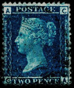 Sg45, 2d blue plate 12, FINE used. Cat £140. CA