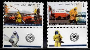 ISRAEL Scott 1250-1251 MNH** firefighter set with tabs