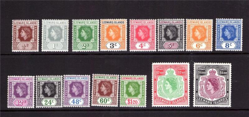 QEII 1954 Leedward Islands Set Complete MNH fresh. 