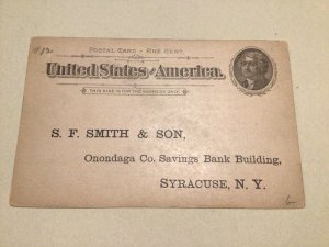 United States Onondaga Co Savings BankNew York 1897  postal card 66887