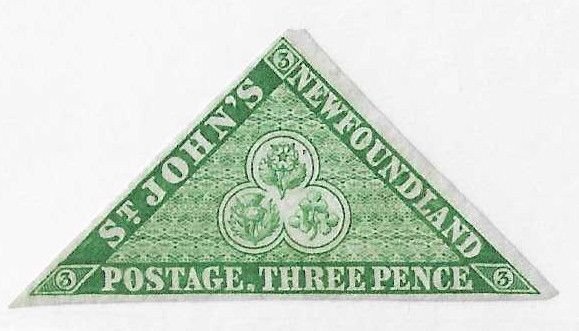 Newfoundland Sc #3  3p green imperf NG VF