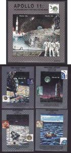 Palau-Scott#517-21-five Unused NH sheets-Space-Apollo 11 anniversary-1999-