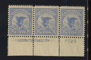 F1 Postal Registration Mint Plate # Strip of 3 Stamps NH (By 1978)
