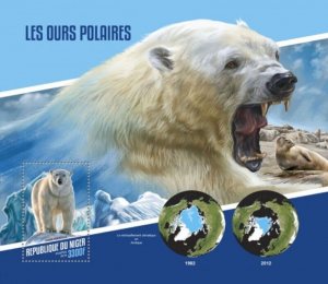 Niger - 2018 Polar Bears on Stamps - Stamp Souvenir Sheet - NIG18101b