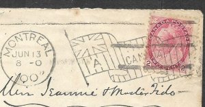 CANADA-1900, PATRIOTIC COVER-Sc#77 FLAG CANCELATION. MONTREAL to MANCHESTER, ENG