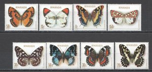 Wb316 1978 Rwanda Butterflies Fauna Insects Set Mnh