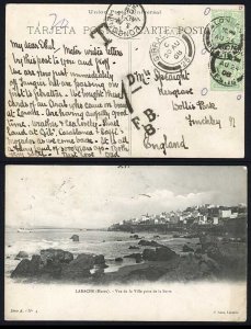 Gibraltar 1908 Postcard to England