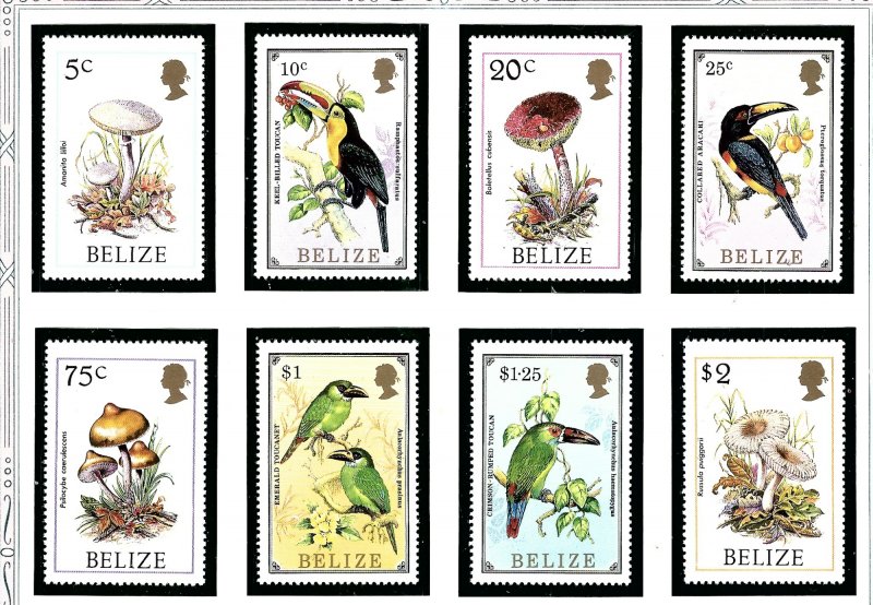 Belize 843-50 MNH 1986 Mushrooms and Birds