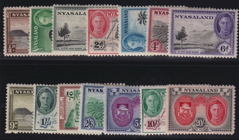 Nyasaland Protectorate Sc #68-81 (1945) King George VI Pictorial Set Mint VF H