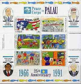 PALAU - 1991 - US Peace Corps - Perf 6v Sheet - Mint Never Hinged
