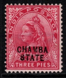 INDIA-CHAMBA SG22 1900 3p CARMINE MTD MINT