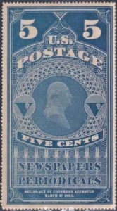 US PR8 Newspaper VF Blue, Double 5 Numerals - Unlisted cv $800+