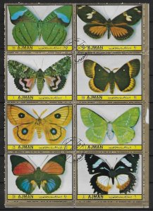 Ajman  1972  Butterflies  --  Night series - Block of 8 CTO