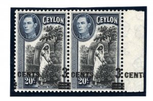 CEYLON KGVI ERROR Stamp 1940 MISPLACED 3c SURCHARGE SG.399 Variety TEA MC126
