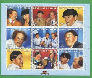 The 3 Three Stooges Film Commemorative African Souvenir Stamp Sheet Chad E82b