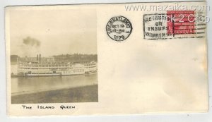 1929 BEAZELL PHOTO CACHET OHIO RIVER CANAL 681-30E ISLAND QUEEN STEAMBOAT $400