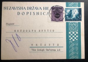 1941 Zagreb Croatia Germany Stationary Postcard Cover To Trieste Italy