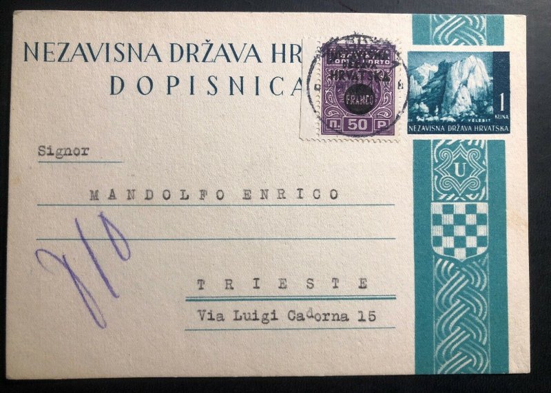 1941 Zagreb Croatia Germany Stationary Postcard Cover To Trieste Italy