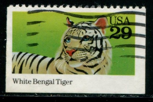 2709 US 29c Wild Animals - White Bengal Tiger bklt sgl, used