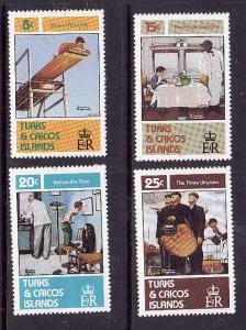 Turks & Caicos-Sc#527-30-unused NH set-Norman Rockwell-1982-